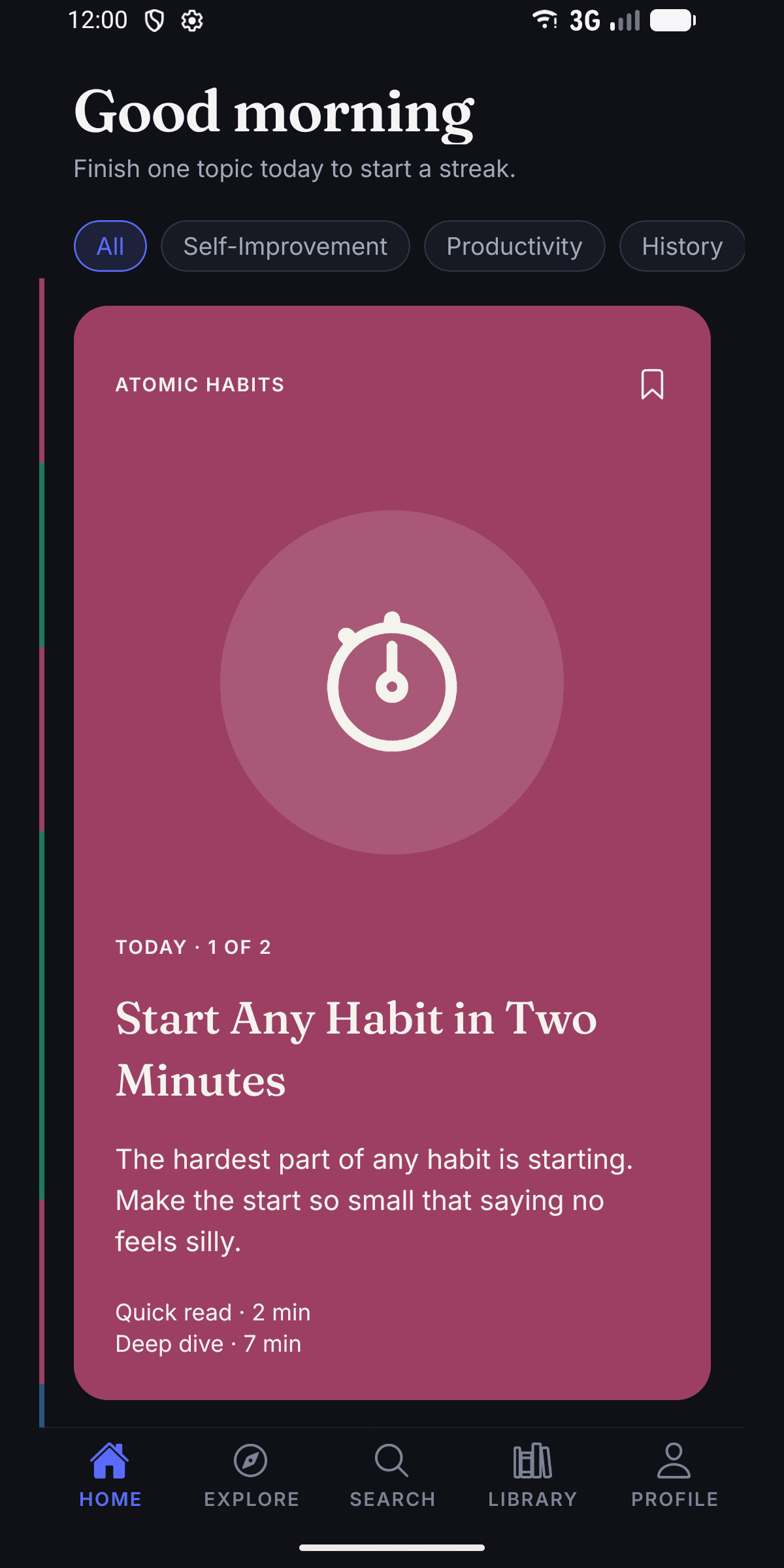 Today's topics on the Reader+ home screen